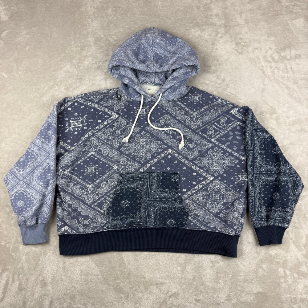 American Eagle Bandana Hoodie Women S Paisley Oversize Sweatshirt Skate Boho Y2K